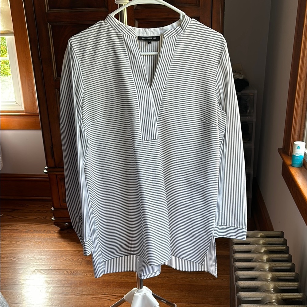 Lafayette 148 New York Black and White Long Sleeve Tee